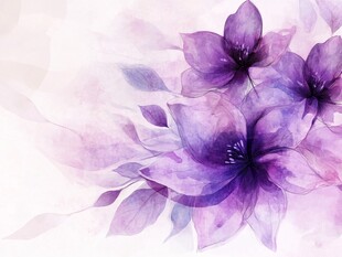 梦幻紫色花卉水彩背景图