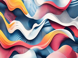 动感彩色波浪抽象艺术图案