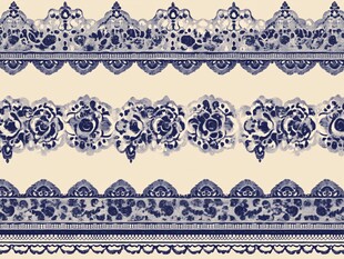 蓝白复古蕾丝花边图案