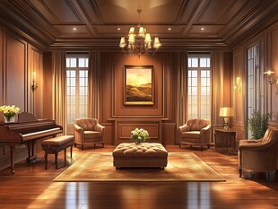 豪华复古风客厅室内场景