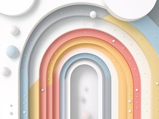 梦幻彩虹拱门立体背景图