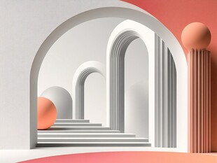 简约几何拱门空间场景
