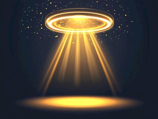 悬浮发光UFO降临场景