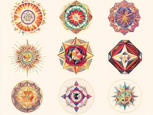 多彩几何曼陀罗图案设计