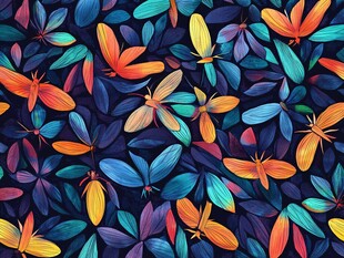 多彩昆虫图案背景设计