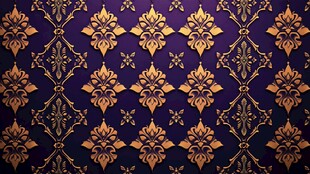 紫色底金色花纹复古图案