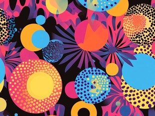 多彩波普风圆形图案背景