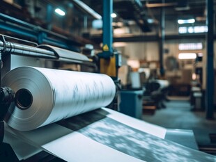 工厂内的纸张生产设备