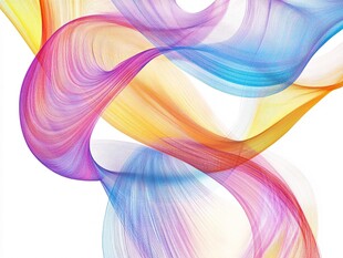 梦幻炫彩飘动丝带图案