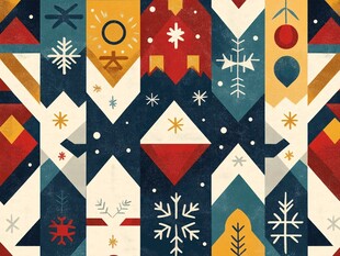 几何风格圣诞图案装饰画