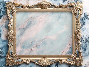 金色雕花相框配大理石背景
