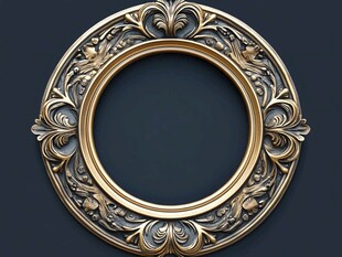 复古金色雕花圆形装饰框