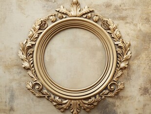 复古金色雕花圆形相框