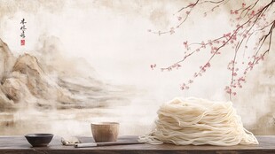 中式意境下的面条与茶具