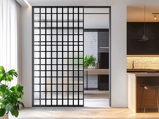 现代简约风格格栅隔断门