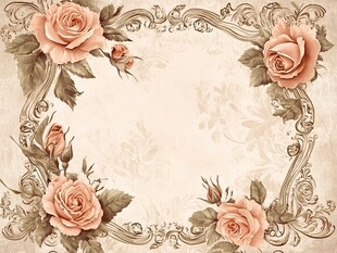 复古玫瑰花纹边框背景图