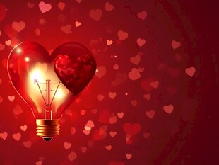 爱心灯泡浪漫背景图