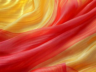 红黄交织的飘逸丝绸