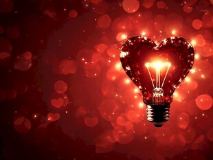 爱心灯泡闪耀浪漫背景