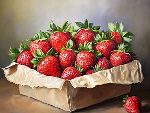 纸盒中的新鲜红草莓