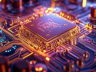 精密芯片与电路板特写