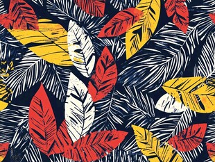 热带风多彩树叶图案