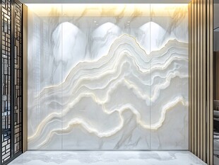 山水纹理大理石电视背景墙