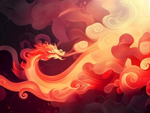 赤焰神龙舞动奇幻云海