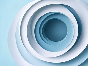 蓝色环形立体抽象艺术图