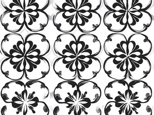 黑白花卉几何图案无缝背景