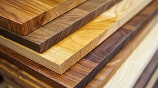 多样实木板材堆叠展示