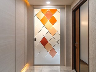 几何图案玻璃门走廊景致