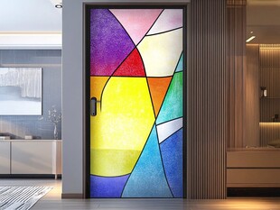 彩色几何图案艺术室内门