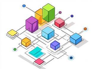 多彩立体几何图形连接线