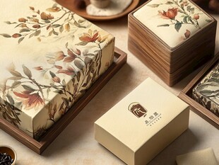 中式花卉图案精美茶礼盒