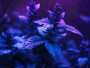 梦幻紫调薄荷叶特写