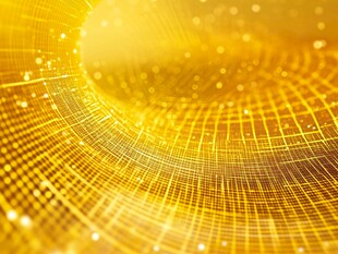 金色科技感光线网格背景