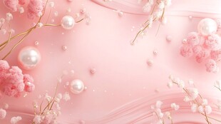 梦幻粉色花卉珍珠装饰图