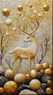 金白麋鹿的梦幻装饰画