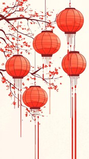 喜庆红灯笼 枝头添年味