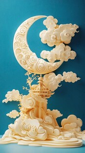 梦幻中式月云主题立体造型
