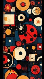 几何瓢虫图案艺术插画