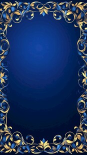 蓝色背景金色花纹装饰框