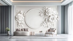 现代简约风浮雕装饰客厅