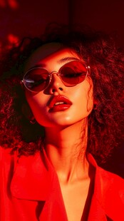 红装酷飒墨镜女士特写