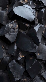 黑色碎瓷片特写