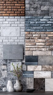 多样砖墙材质与装饰摆件