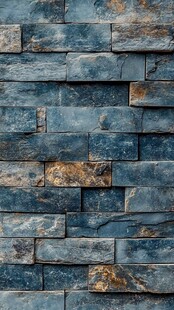 蓝灰石砖墙面纹理