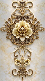 金色花卉立体装饰浮雕