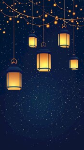 夜空中闪烁的梦幻灯笼